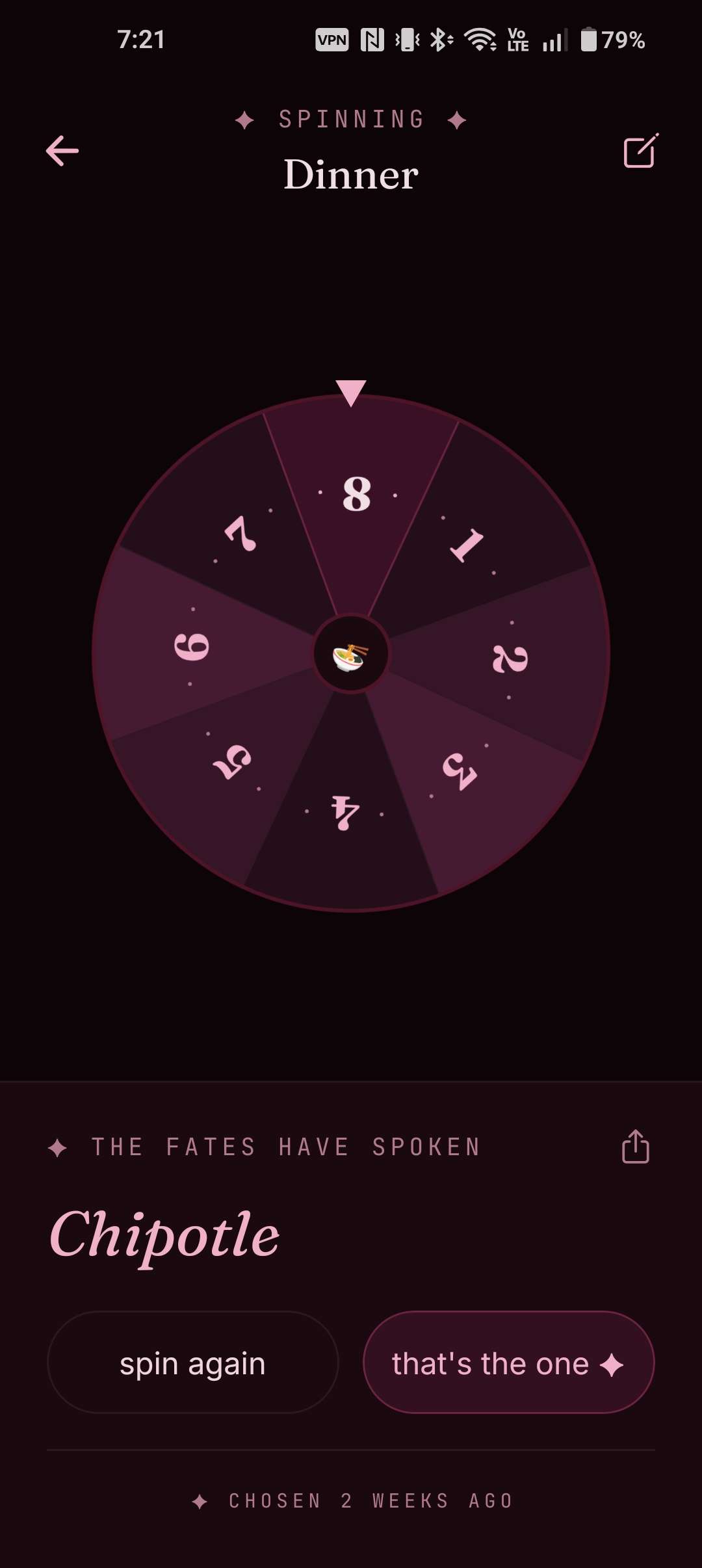 The Fates wheel, mid-spin, with the fates having spoken: Chipotle